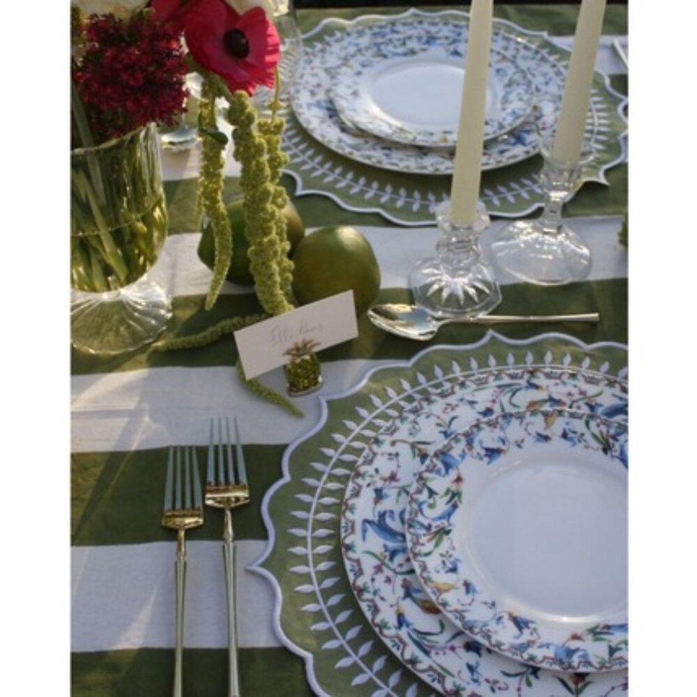 Green Cabana Stripe Tablecloth